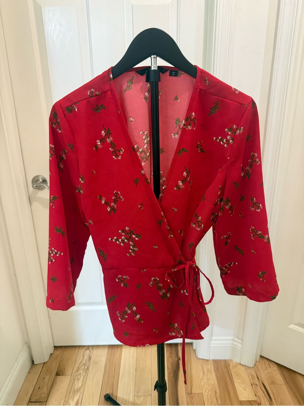 Vero Moda Red Floral Wrap Top